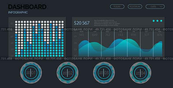 Infographic dashboard. Admin panel. Vector illustrarion The infographic presented visually appealing representation data The graph revealed clear trend in statistics The design dashboard. Infographic dashboard. The infographic presented visually appealing representation data. Стоковая иллюстрация, агентство Ingram Publishing / Фотобанк Лори