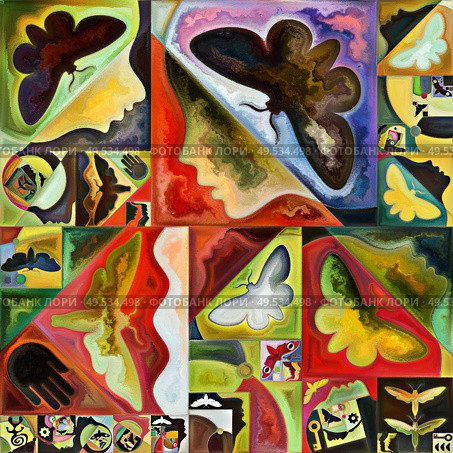 Inner Encryption series. Collage of abstract organic forms, art textures and colors on subject of hidden meanings, sacred life, drama, poetry, mysticism and art. Стоковое фото, агентство Ingram Publishing / Фотобанк Лори