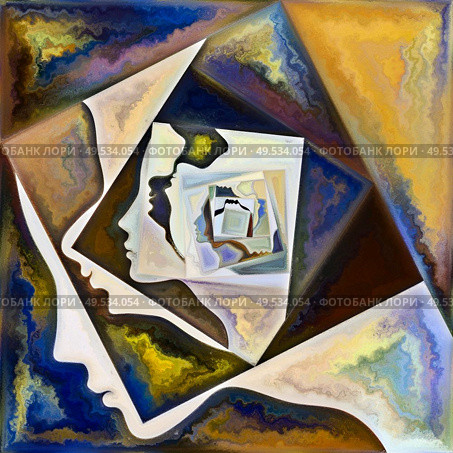 Inner Spiral series. Interplay of human face outlines and geometric structures on the subject of the mind, soul, inner world, and consciousness. Стоковое фото, агентство Ingram Publishing / Фотобанк Лори