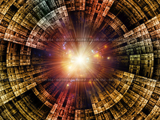 Inner Workings series. Backdrop composed of virtual grids and fractal gears for projects on information technology, mathematics and education. Стоковое фото, агентство Ingram Publishing / Фотобанк Лори