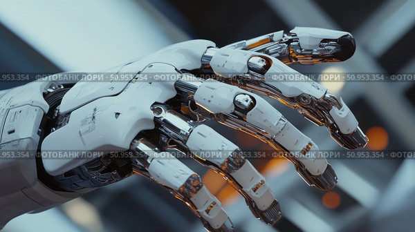innovation growing robot hand ai generated. Стоковое AI-изображение, AI-художник Vectorwin / Фотобанк Лори