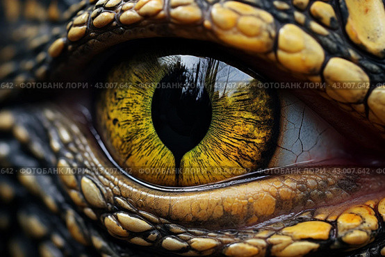 Intense Reptilian eye closeup. Generate Ai. Стоковое AI-изображение, AI-художник Иван Рябоконь / Фотобанк Лори