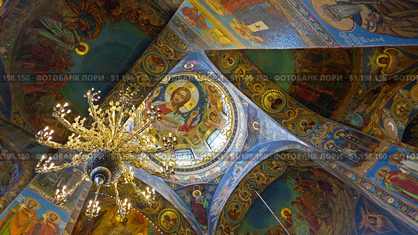 Интерьер храма Спаса на Крови (Собора Воскресения Христова), Санкт-Петербург, Россия. Стоковое фото, фотограф Елена  Попкова / Фотобанк Лори