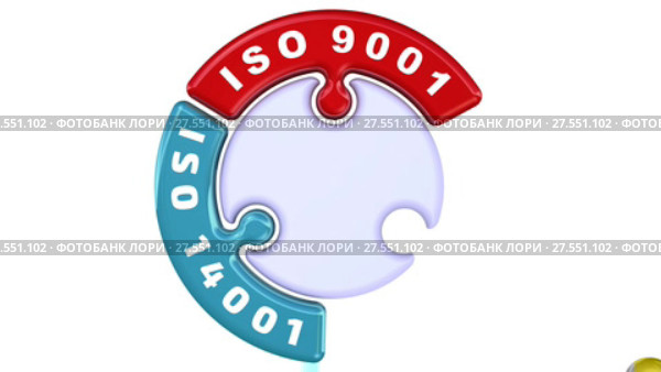 ISO 9001, ISO 14001, ISO 22000. Отметка в форме пазла. Стоковая анимация, аниматор WalDeMarus / Фотобанк Лори