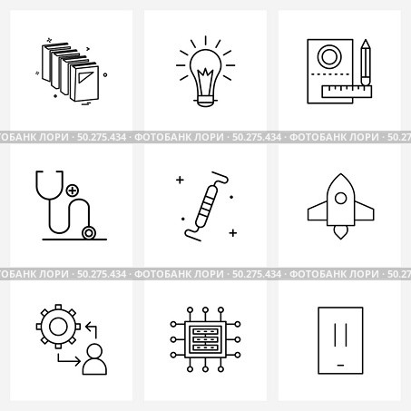 Isolated Symbols Set of 9 Simple Line Icons of medicine, plus, design, statoscope, doctor Vector Illustration. Стоковая иллюстрация, агентство Ingram Publishing / Фотобанк Лори