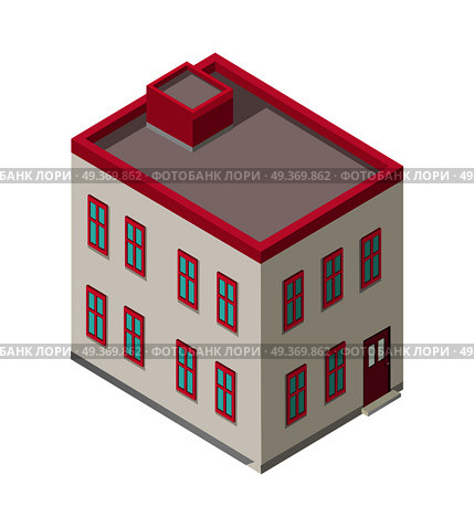Isometric city building vector. Isometry icon of city. Modern architecture, skyscraper exterior, clean city. Home and office building. Eco friendly environment. Residential estate cityscape.. Isometric City Building Vector. Isometry. Стоковая иллюстрация, агентство Ingram Publishing / Фотобанк Лори