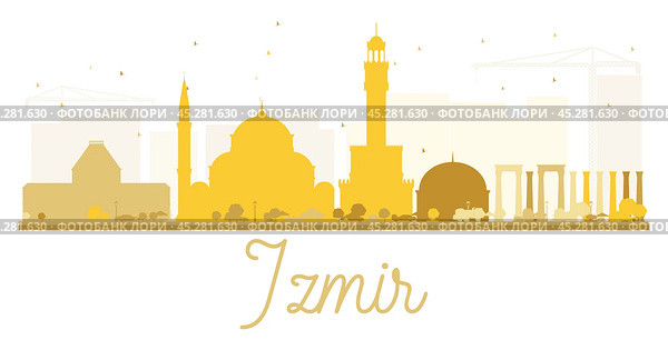 Izmir City skyline golden silhouette. Стоковая иллюстрация, иллюстратор Игорь Сорокин / Фотобанк Лори