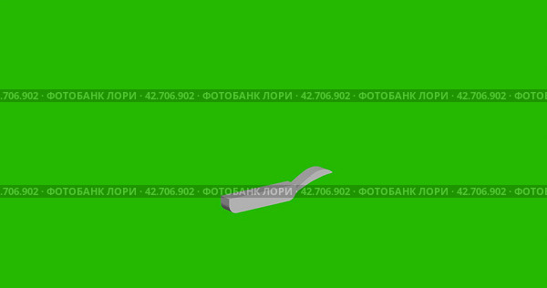 Изолированный реалистичный белый символ панорамирования, вид спереди с тенью. 3d-иллюстрация на зеленом фоне в цветовой гамме. Стоковая иллюстрация, иллюстратор Карпенко Алексей / Фотобанк Лори