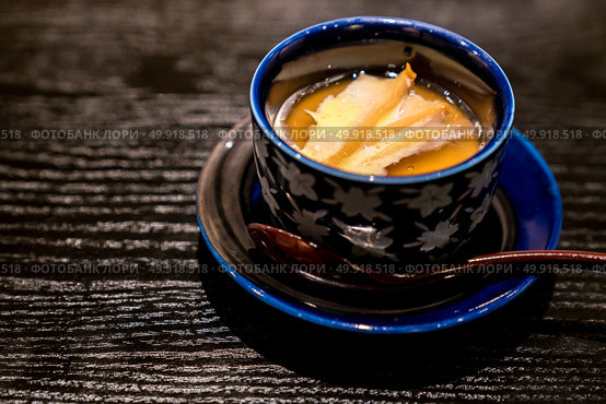 Japanese Steamed egg with butter grilled abalone. Стоковое фото, агентство Ingram Publishing / Фотобанк Лори