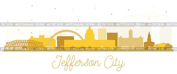 Jefferson City Missouri Skyline Silhouette with Golden Buildings Isolated on White. Стоковая иллюстрация, иллюстратор Игорь Сорокин / Фотобанк Лори