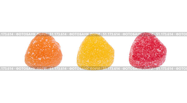 Jelly candy or marmalade candy on white. Мармелад, ассорти. Стоковое фото, фотограф Roman B. / Фотобанк Лори