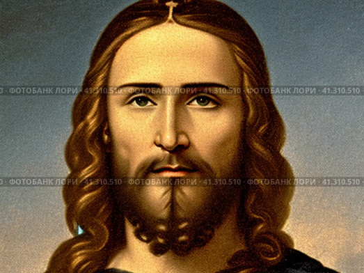 Jesus Christ, Jesus of Nazareth, a first-century Jewish preacher religious leader. The central figure of Christianity, the world largest religion. Incarnation of God the Son and the awaited messiah. Стоковое AI-изображение, AI-художник Юлия Петровская / Фотобанк Лори
