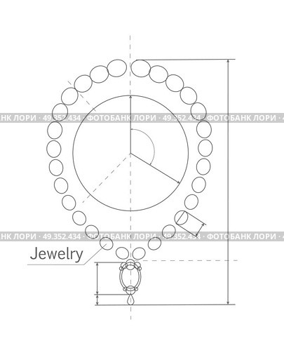 Jewerly Production Sketch of Brilliant Necklace.. Jewerly production sketch. Jewelry designer works on hand drawing sketch of necklace. Draft outline of necklace design. Project of brilliant ornamental chain or string of beads, jewels, or links. Vector. Стоковая иллюстрация, агентство Ingram Publishing / Фотобанк Лори