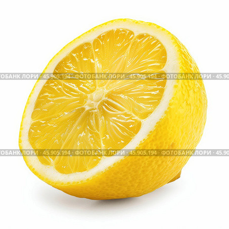 Juicy lemon half showing refreshing pulp and rind. Стоковое AI-изображение, AI-художник Иван Рябоконь / Фотобанк Лори