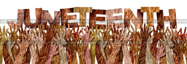 Juneteenth holiday or June Teenth commemorating the end of slavery as a Social justice concept or Emancipation Day representing freedom and equal rights celebration in a 3D illustration style. Стоковое фото, агентство Ingram Publishing / Фотобанк Лори
