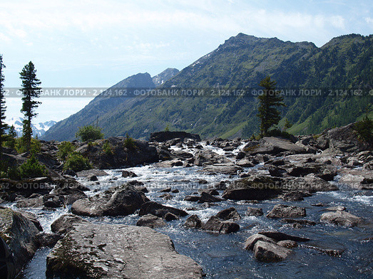 Каменная плотина "Шумы", горный Алтай (2010 год). Стоковое фото, фотограф Александр Огурцов / Фотобанк Лори