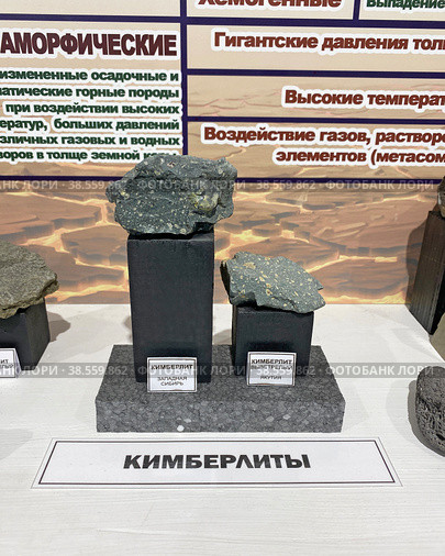 Кимберлиты. Музей камня и самоцветов, Алушта, Крым (2022 год). Редакционное фото, фотограф Мария Кылосова / Фотобанк Лори