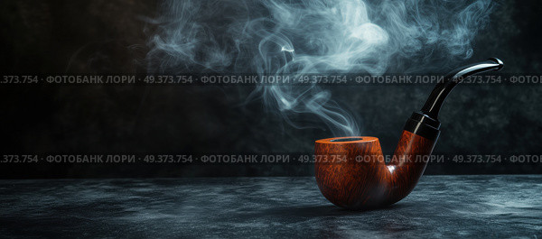 Классическая курительная трубка с дымом. Стоковое AI-изображение, AI-художник Александр Жуков / Фотобанк Лори