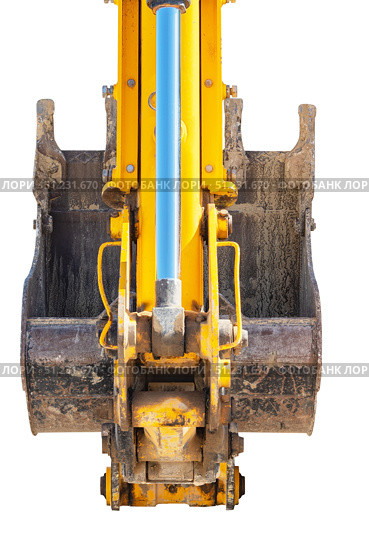 Ковш современного экскаватора на белом фоне. Bucket of a modern excavator on a white background. Стоковое фото, фотограф Татьяна Д / Фотобанк Лори