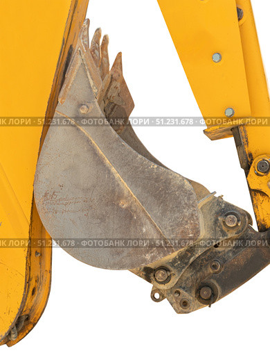 Ковш современного экскаватора на белом фоне. Bucket of a modern excavator on a white background. Стоковое фото, фотограф Татьяна Д / Фотобанк Лори