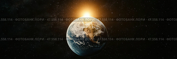 Красота космоса, планет и солнца на фоне бескрайнего космоса. Стоковое AI-изображение, AI-художник Ярославский Максим / Фотобанк Лори