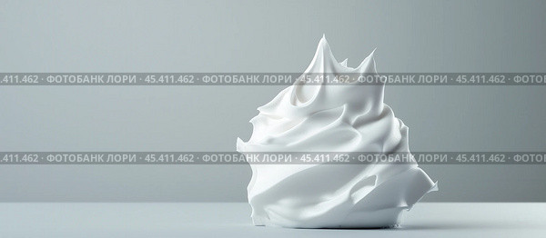 Крупный план стопки пены для бритья с гладкой, взбитой текстурой, изолированной на сером фоне, символизирующей уход за кожей и ее поддержание в форме. Стоковое AI-изображение, AI-художник ФотоИнтеллект / Фотобанк Лори