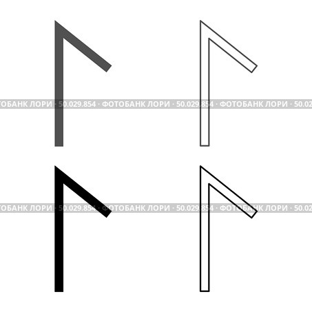 Lagu rune Laguz lake lagoon symbol icon set grey black color vector illustration outline flat style simple image. Стоковая иллюстрация, агентство Ingram Publishing / Фотобанк Лори