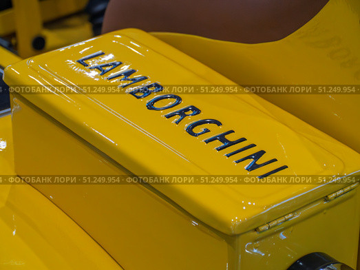 Lamborghini Yellow Engine Cover at Automotive Show. Редакционное фото, фотограф Sergakoff / Фотобанк Лори