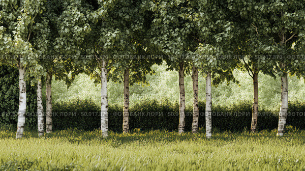 landscape trees border ai generated. Стоковое AI-изображение, AI-художник Vectorwin / Фотобанк Лори