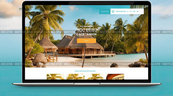 Laptop screen with the interface of the travel agency website. The choice of travel and the Internet. Стоковое AI-изображение, AI-художник Ярославский Максим / Фотобанк Лори