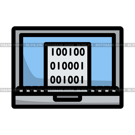 Laptop With Binary Code Icon. Editable Bold Outline With Color Fill Design. Vector Illustration. Стоковая иллюстрация, агентство Ingram Publishing / Фотобанк Лори
