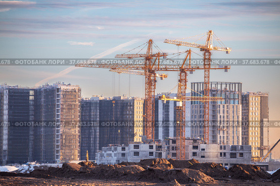 Large construction site (2021 год). Стоковое фото, фотограф Юлия Бабкина / Фотобанк Лори