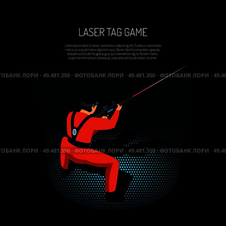 Laser tag game isometric advertising poster with player firing target with infrared beam black background vector illustration. Laser Tag Isometric Poster . Стоковая иллюстрация, агентство Ingram Publishing / Фотобанк Лори