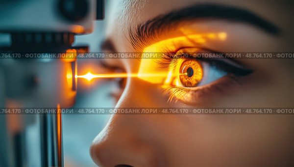 Лазерная коррекция зрения в клинике. Стоковое AI-изображение, AI-художник Александр Жуков / Фотобанк Лори