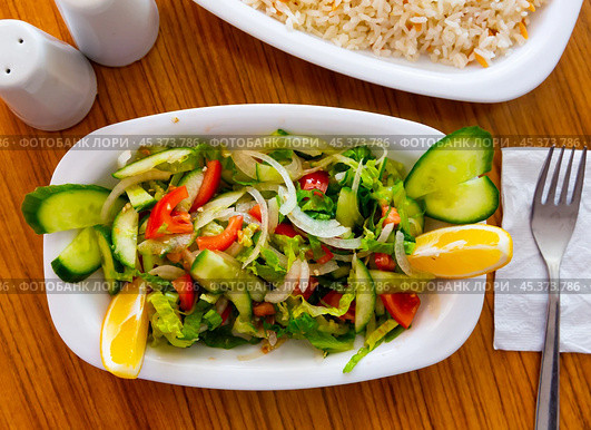Light delicious and healthy vegetable salad Choban. Стоковое фото, фотограф Яков Филимонов / Фотобанк Лори