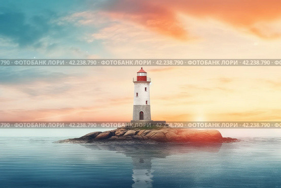 Lighthouse background. Generate Ai. Стоковое AI-изображение, AI-художник Иван Рябоконь / Фотобанк Лори