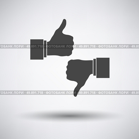 Like and dislike icon on gray background with round shadow. Vector illustration. Стоковая иллюстрация, агентство Ingram Publishing / Фотобанк Лори