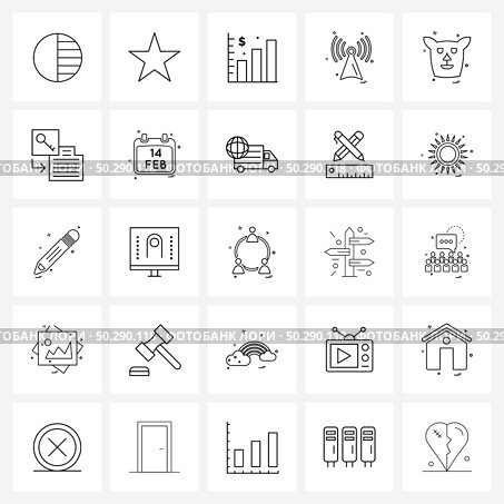 Line Icon Set of 25 Modern Symbols of jungle, animal, dollar, network, infrared Vector Illustration. Стоковая иллюстрация, агентство Ingram Publishing / Фотобанк Лори