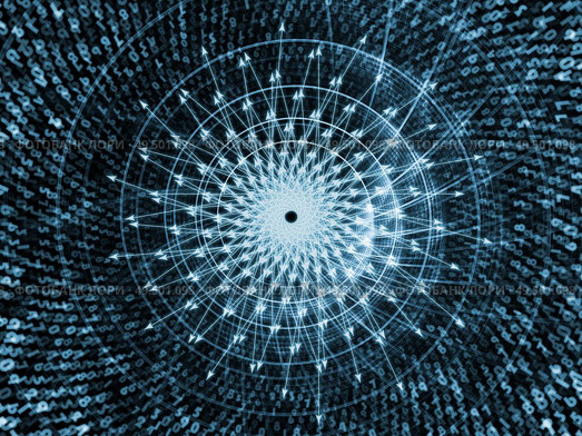 Lines and Digits series. Light blue background of spiraling patterns of numbers and arrows on the subject of science and technology. Стоковое фото, агентство Ingram Publishing / Фотобанк Лори