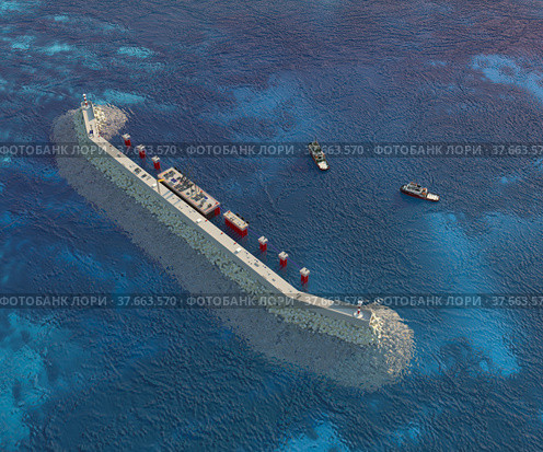 LNG transshipment Сomplex. 3d-rendering. Редакционная иллюстрация, иллюстратор Наталья Лагуткина / Фотобанк Лори