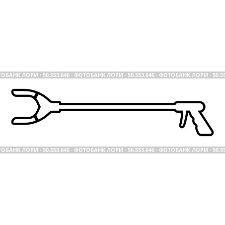 Long reach grabber litter picker gripper trash device pick up tool claw equipment arm hand contour outline line icon black color vector illustration image thin flat style simple. Long reach grabber litter picker gripper trash device pick up tool claw equipment arm hand contour outline line icon black color vector illustration image thin flat style. Стоковая иллюстрация, агентство Ingram Publishing / Фотобанк Лори