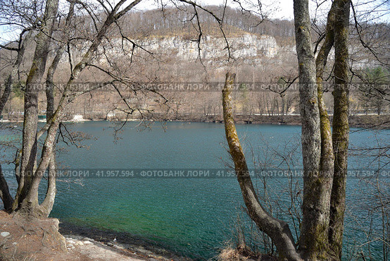 Lower Blue Lake (Tserik-Kel, Cherek-Kel) one of five karst reservoirs in Chereksky district, near village of Babugent, on right bank of Cherek-Balkarsky river, Kabardino-Balkarian Republic, Russia (2023 год). Стоковое фото, фотограф Алексей Антипов / Фотобанк Лори