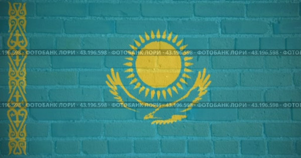 Луч проектора в цветах флага Казахстана на кирпичной стене. Бесшовная анимация. Стоковая анимация, аниматор Александр Кузнецов / Фотобанк Лори