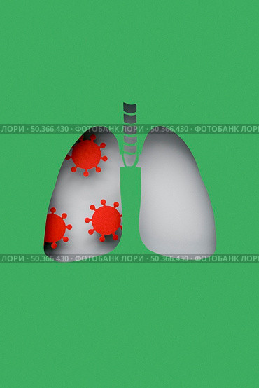 lungs made out paper with viruses. Стоковое фото, агентство Ingram Publishing / Фотобанк Лори
