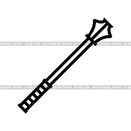 mace weapon military line icon vector illustration. Стоковая иллюстрация, иллюстратор Vectorwin / Фотобанк Лори