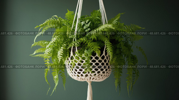 macrame floral and plant ai generated. Стоковое AI-изображение, AI-художник Vectorwin / Фотобанк Лори