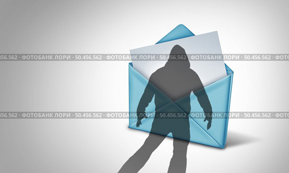 Mail Theft and package thief concept as a criminal stealing packages and robbing home delivered letters with 3D illustration elements. Стоковое фото, агентство Ingram Publishing / Фотобанк Лори