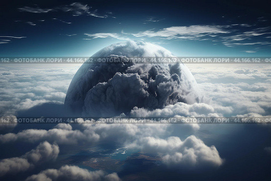Majestic supercell thunderstorm over earth. Стоковое AI-изображение, AI-художник Иван Рябоконь / Фотобанк Лори