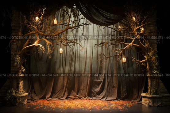 Majestic Theatrical stage backdrop. Generate ai. Стоковое AI-изображение, AI-художник Иван Рябоконь / Фотобанк Лори