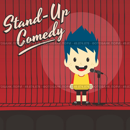 male stand up comedian cartoon character vector illustration. male stand up comedian cartoon character. Стоковая иллюстрация, агентство Ingram Publishing / Фотобанк Лори